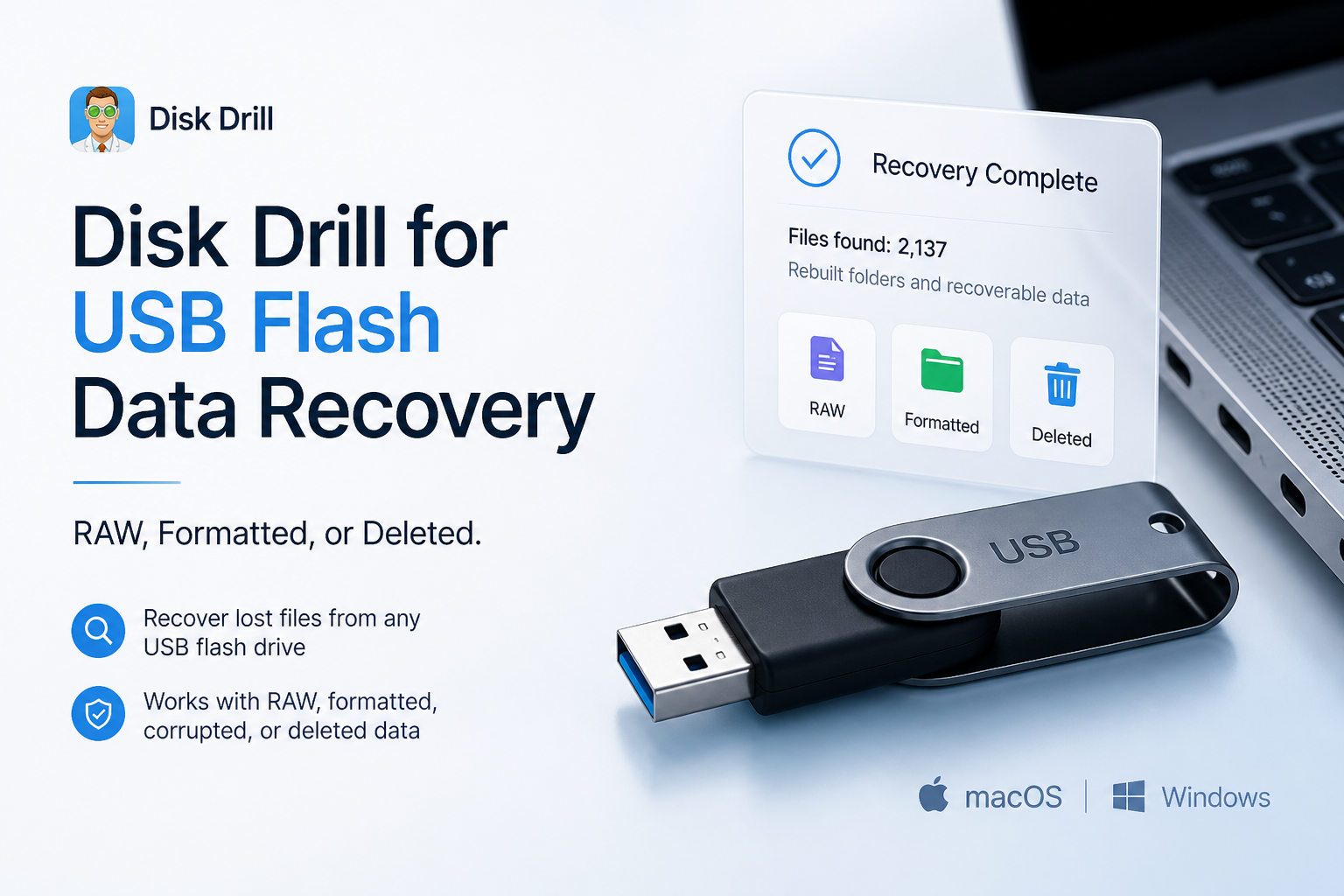 Disk Drill for USB Flash Data Recovery 2026: RAW, Formatted or Deleted