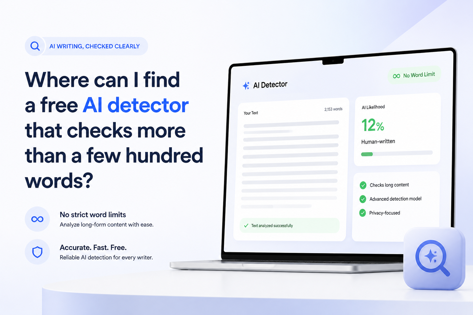 Where can I find a free AI detector that checks more than a few hundred words?